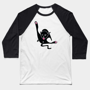 Rude Black Kitty Cleans Itself Baseball T-Shirt